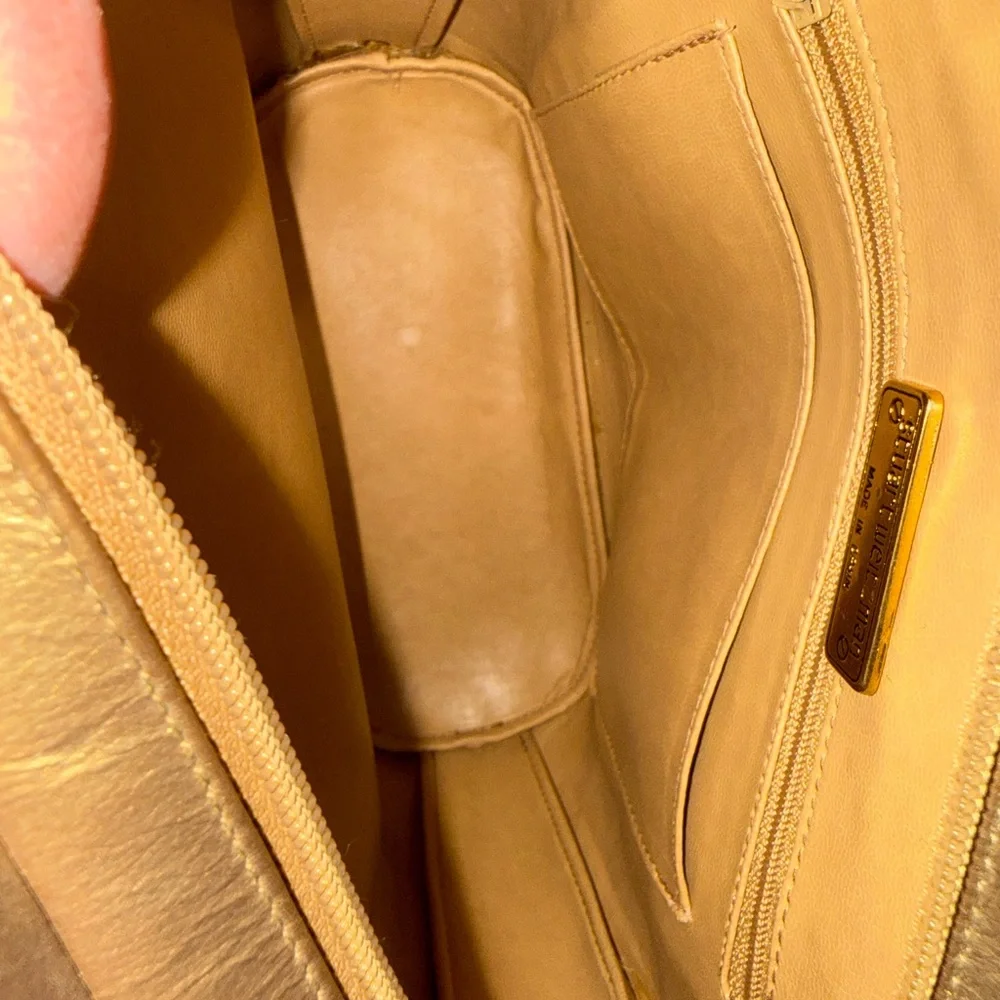 Stuart Weitzman Tan and Cream Crossbody Bag